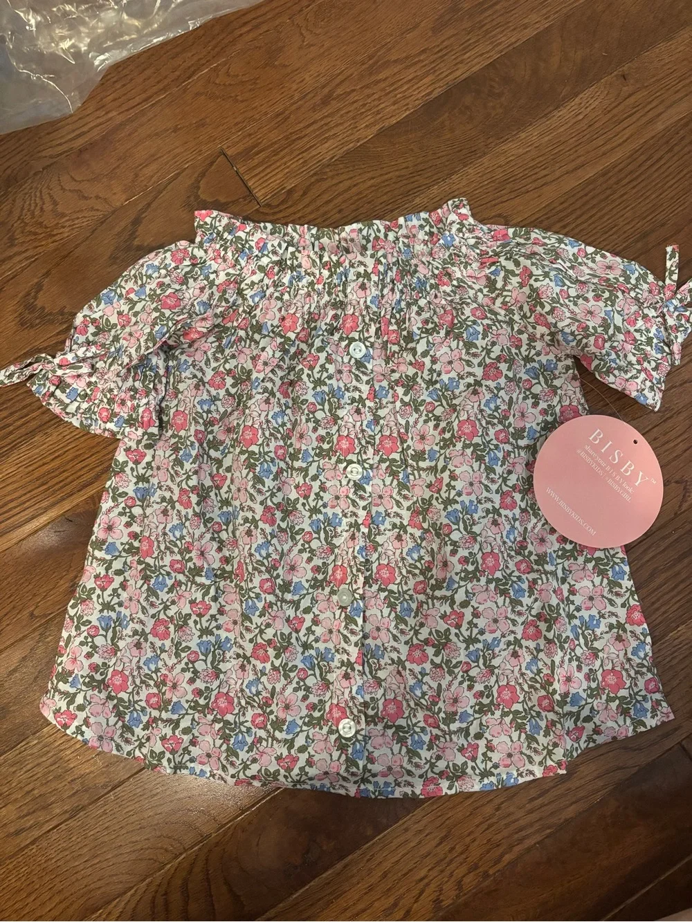 NWT Bisby Pink Floral Off-Shoulder Girls' Blouse